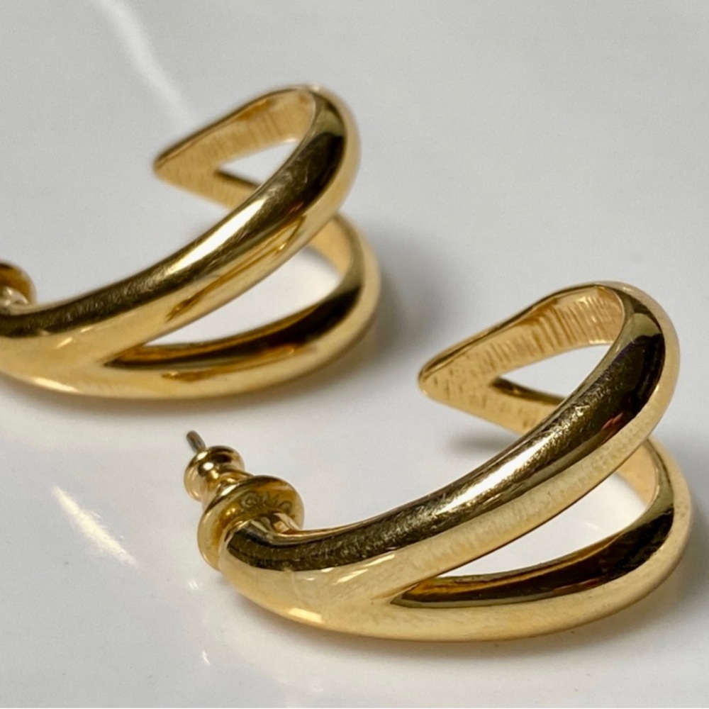 Monet Vintage Gold Tone Earrings, 1”